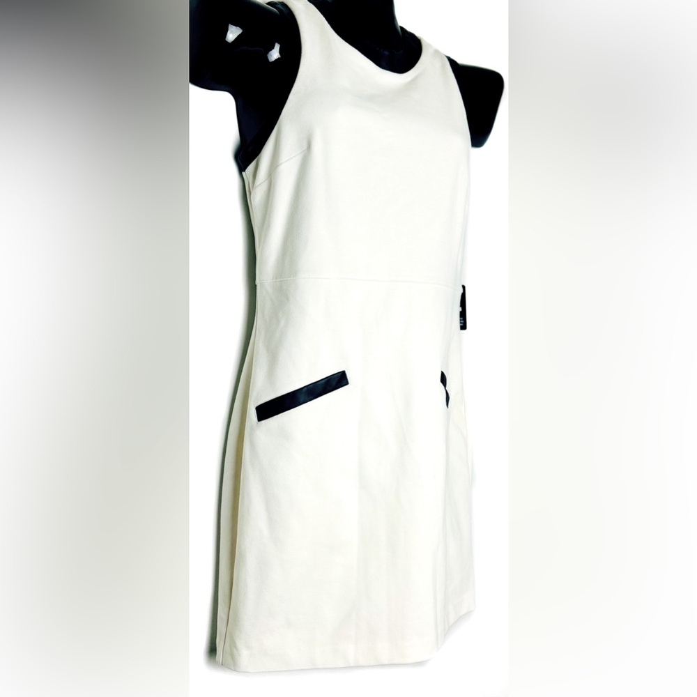 White Dress with Black Leather Trim *NWT - Picture 4 of 16